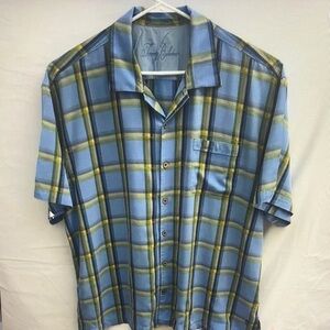 Tommy Bahama Blue and Yellow Plaid Shirt